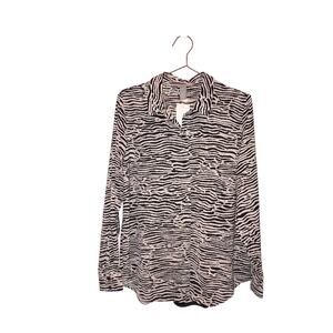 H & M zebra print button up long sleeve blouse new with tag size 10